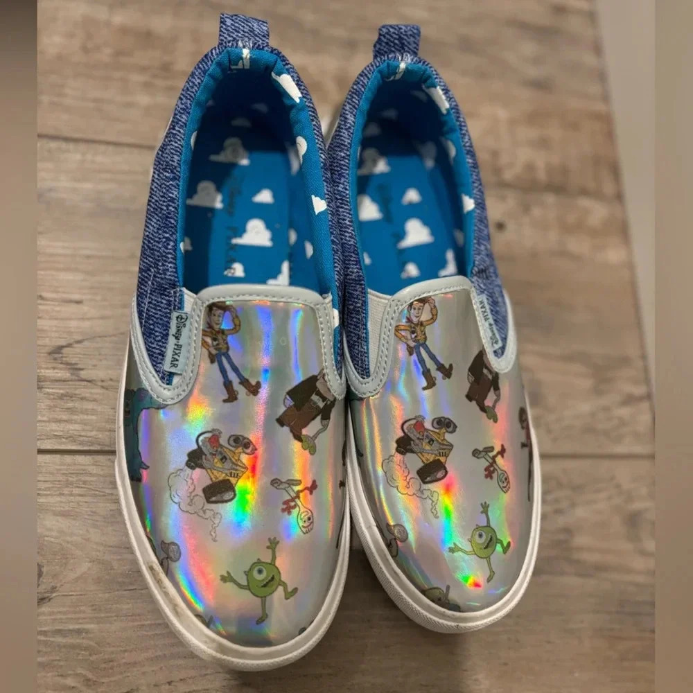 DISNEY PIXAR TOY STORY Women's Silver Slip On Sneakers Shoes Size 6